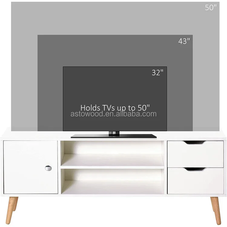 Modern TV Stand for TVs up to 50' Flat Screen, with Storage Shelf, Drawers, Home Entertainment Center, Living Room