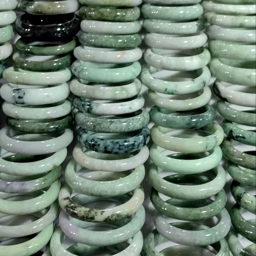 Myanmar A Grade Jade Green 54~60mm Adult Natural Jade Bangle Jadeite Bangle Women Stone Bracelet Charm Bangles