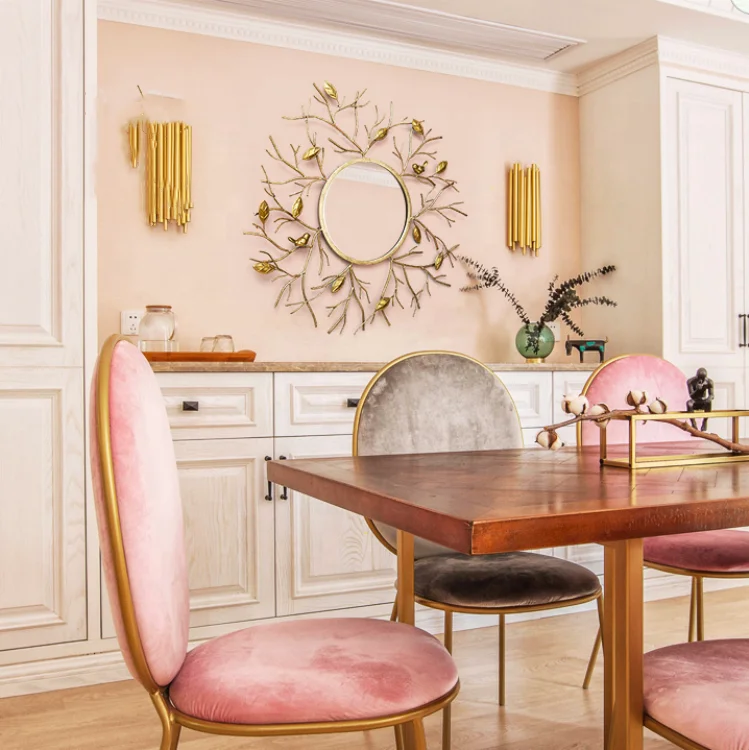 New Arrival Large Wrought Iron Wall Hanging Decorative Mirror Art with Metal Bird Hanging Hook on Hot Sale