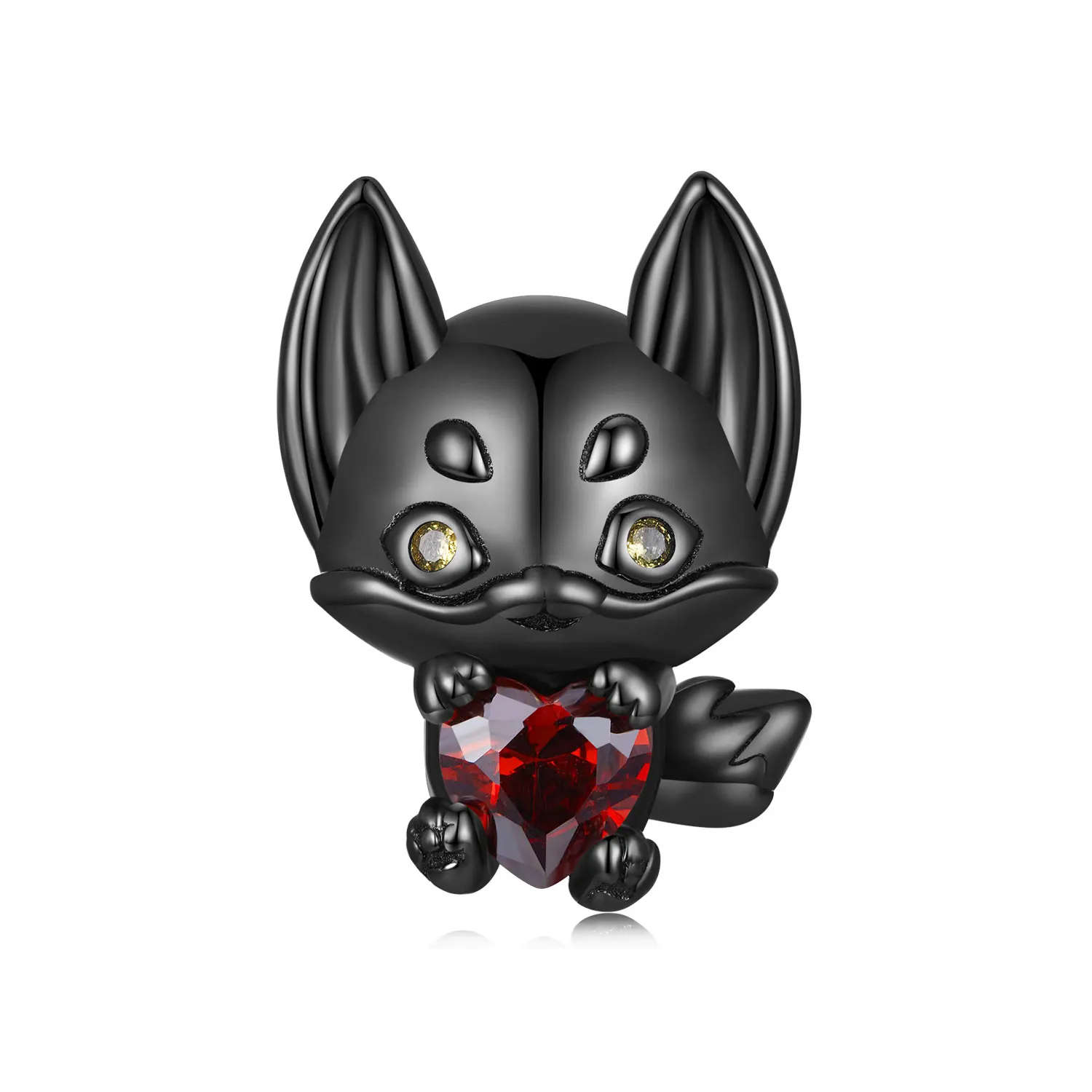 Black Gold Plated Fox Charm for DIY Jewelry Making 925 Sterling Silver Animal Bead Mujer Colgantes De Plata