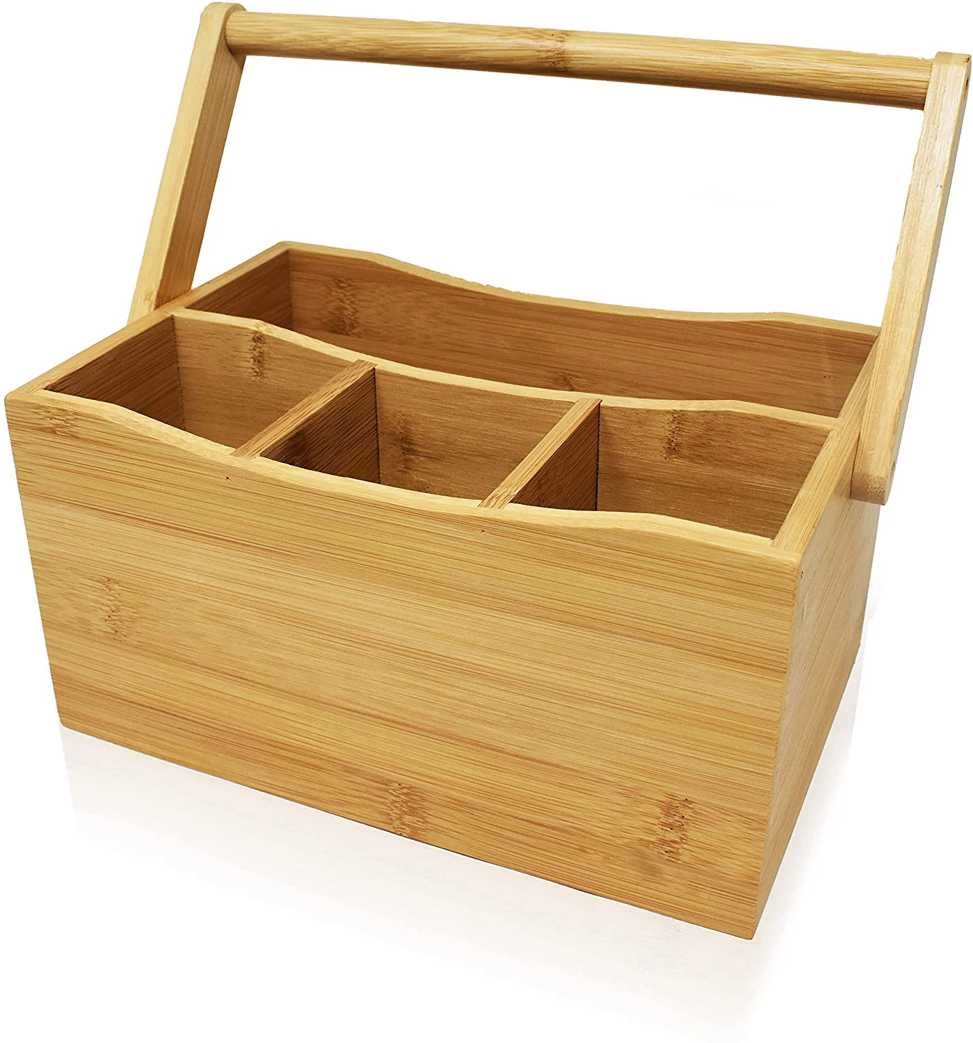 Bamboo Utensil Holder for Kitchen Countertop Wooden Tableware Storage Organizer for Hotel Home Bamboo Storage Box with Handgrip
