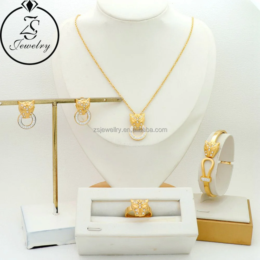 Zircon Fashion Women Bracelet Gold Plated 24K Dubai Diamond Women Stainless Steel Jewelry Women Girl Gift Sets