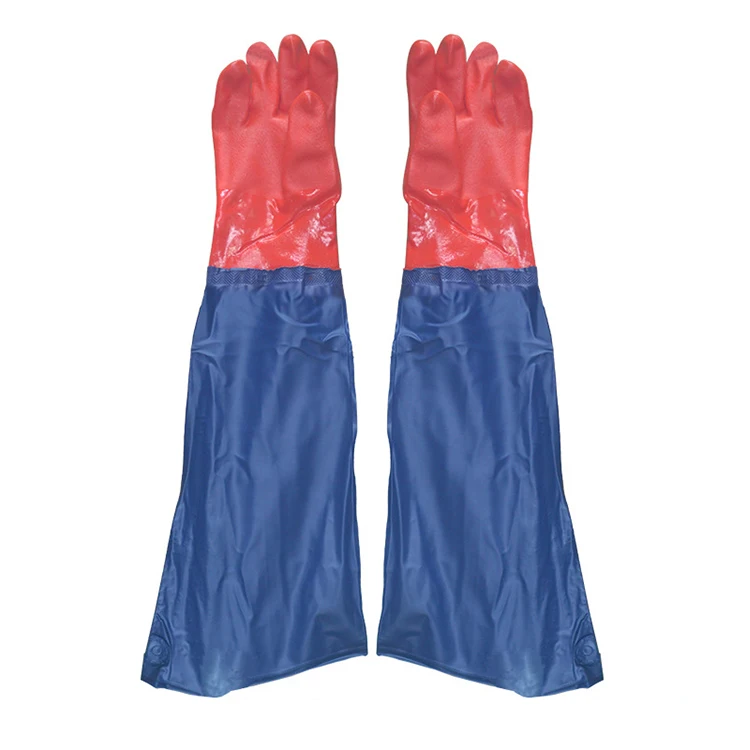 Hot Selling Heavy-Duty PVC Gloves Elbow Length Acid Alkali Resistant Waterproof Oil Industrial Work Gloves Cotton Kitchen