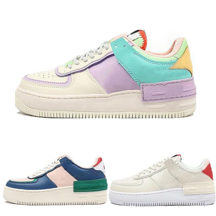 
2020 shadow New Arrival Women Running shoes Easter egg skateboarding Colorful pink white blue air 1 Casual sneakers size 36-40 