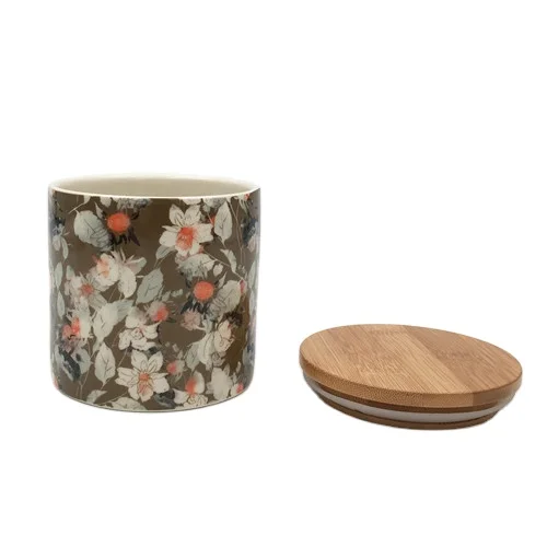Decoration handmade ceramic canister with lid and rubber seals