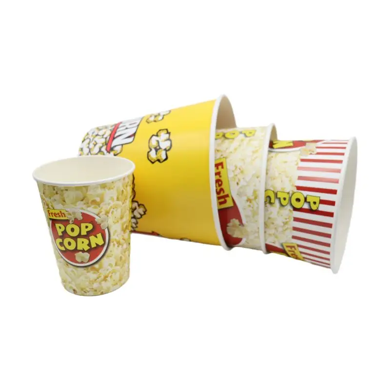 Cardboard popcorn bucket snack fast food box paper container fries bucket for cinema