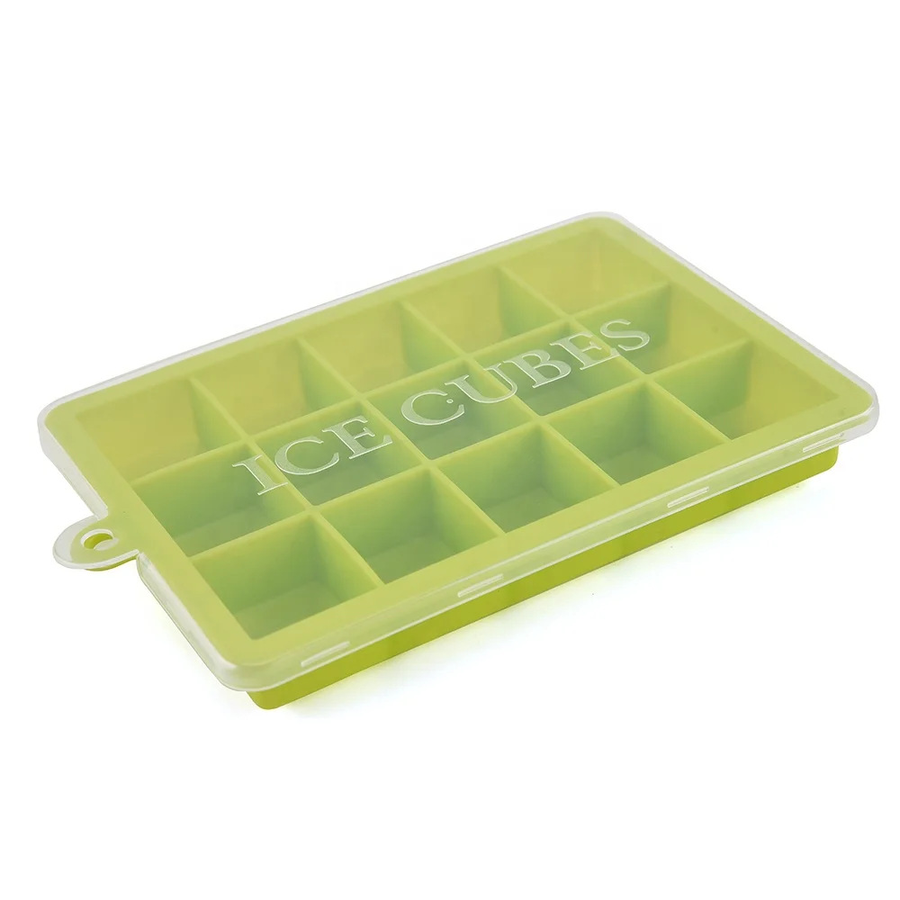 
High quality low MOQ silicone ice cube tray with plastic lid ice mold ice tube 