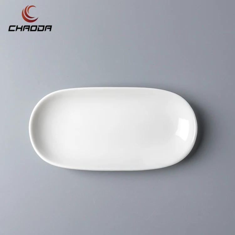 CHAODA Oval Shape high quality Ceramic Dishes 6.5 Inch Fine Porcelain Plates For Stars Hotel