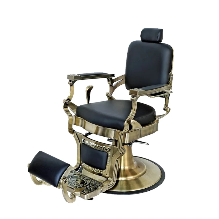 Antique White Gold Hydraulic Barber Salon Hairdresser Chair Furniture Set Chaise Salon De Coiffure Pour Enfant