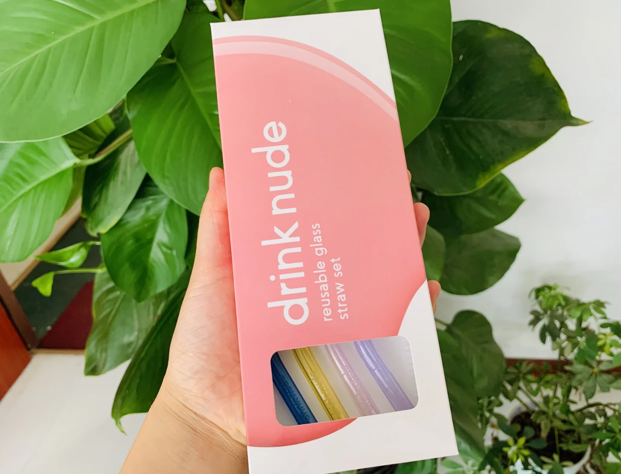 Colorful Straw Set 4+1 with Customized Gift Box Eco Friendly Drinking Glass Straw Set With Custom Paper Box