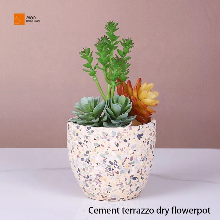 High Quality Best Selling Cement Flower Pots Planters Terrazzo Concrete Planter Mold Made In China