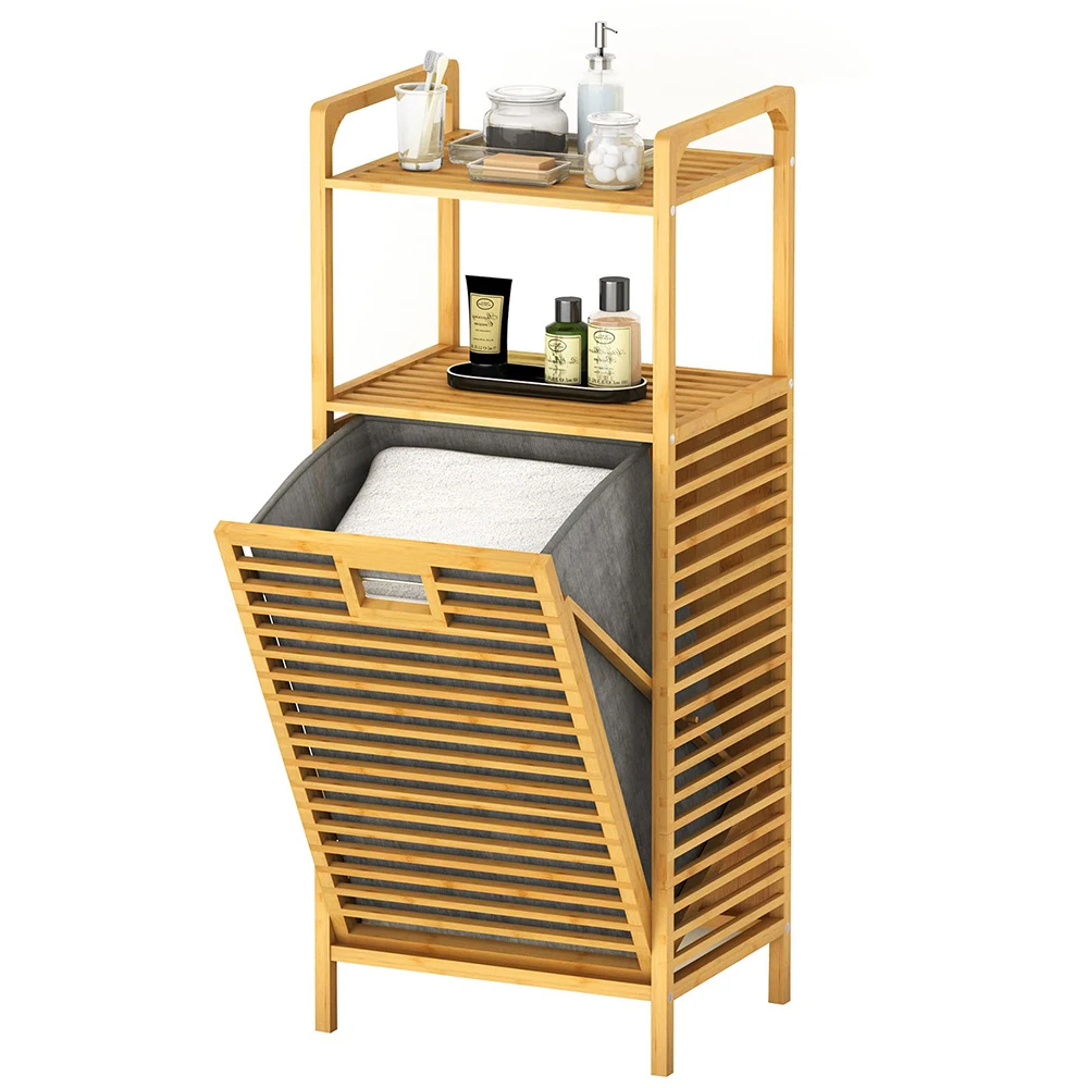 Hot sale High Capacity Wooden Bamboo Laundry Basket with Handles and Legs