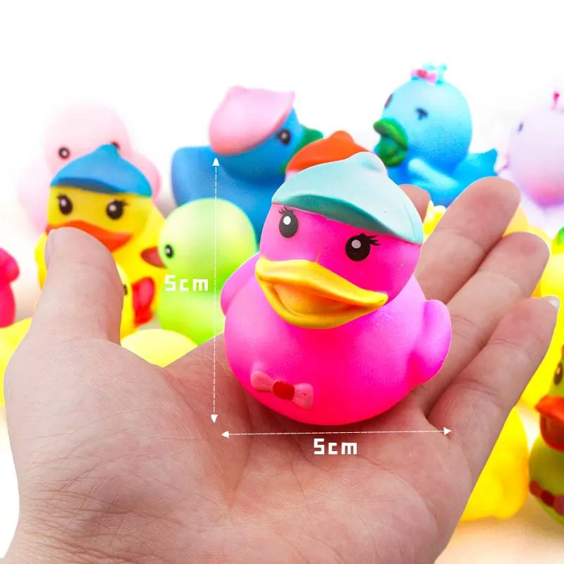Wholesale Assorted designs 2 inch summer pool rubber bath duck egg bucket packing toys for kids fun gift BBT040