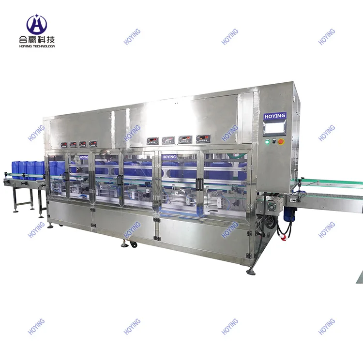 HOYING HYCZ-08 full automatic motor oil packaging machine 20/25 litres drum/bucket/jerry can filling machine by weight dosing