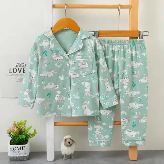 Children home service suits middle and small children cartoon pajamas cotton autumn suits 1-9 years old