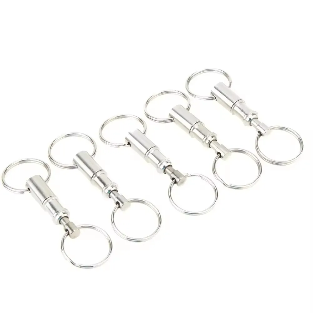 Removable Quick Release Keychain Pull Keychain Accessory Split key Ring Double Heads Detachable Metal Key chain Pull Apart