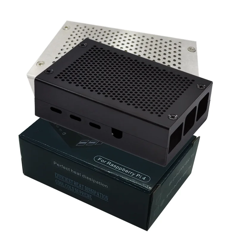 Raspberry Pi 4B Aluminum Mesh Box Raspberry Pi 4th Generation Metal Case With Cooling Fan