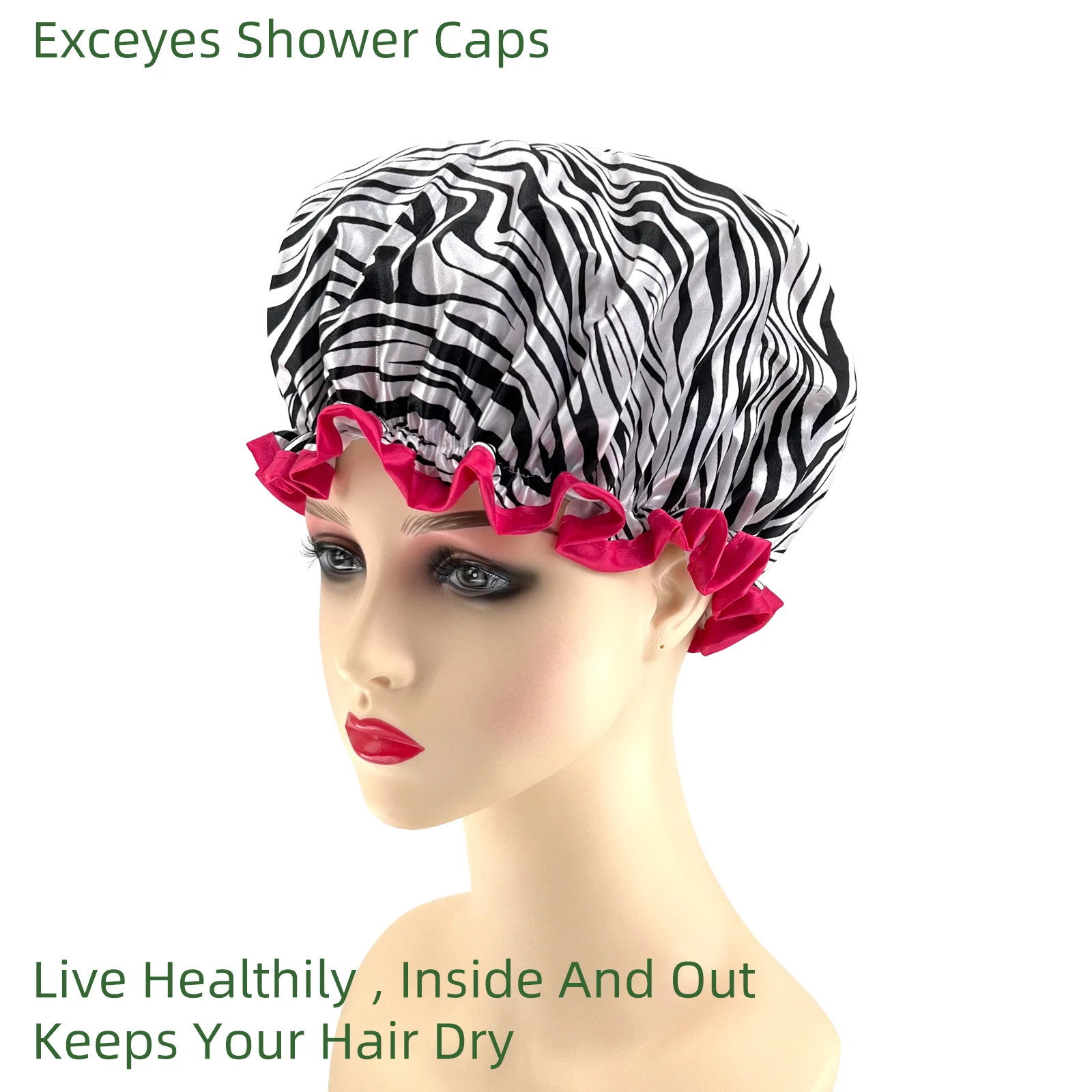 Double Layer Satin shower caps Fabric Waterproof Reusable Shower Caps for Bathing