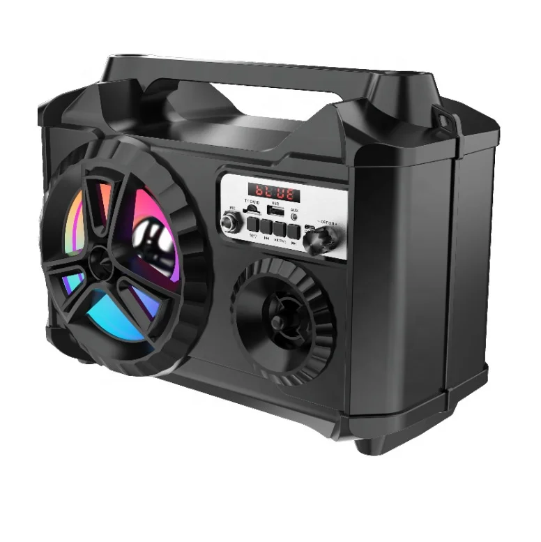 BT 5.0 Multi-functional &wireless LED colorful jump lights Speaker Fm Radio Portable Sound Equipment/amplifiers/speaker