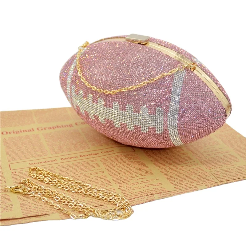 
Rhinestone American Football Diamond Clutch Purse Crystal Rugby Evening Party Bag 