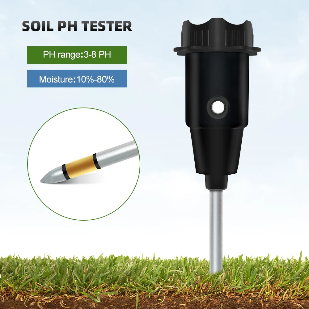2 in 1 Soil Ph Meter 3-8ph Moisture Humidity Analyzer Acidity Tester Metal Long Probe Detector for Plants Garden Measure Tool