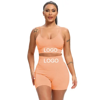 2024 Top Camisole+ Shorts High Quality Workout Active Wear Gym 2pcs Yoga Sets Summer Seamless Yoga Suit