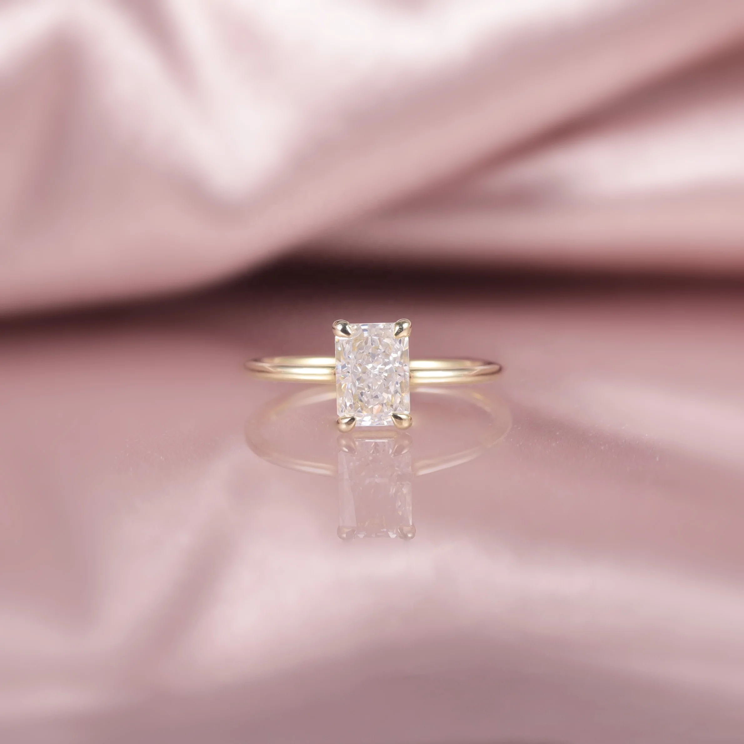 OL1482 Abiding Party Wedding Jewelry 1 Carat Radiant Cut Moissanite 9K 10K 14K 18K Yellow Gold Engagement Rings