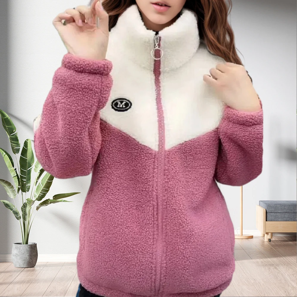 D1201TA43  Cotton Thick Jacket Fashion Cotton Solid Color Long Sleeve Jacket Turtle Neck Zipper Women Coat  Sehe Fashion