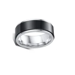Rotary Titanium Steel 8Mm Black Men Ring Classical Matte Stainless Steel Band Ring For Men Male