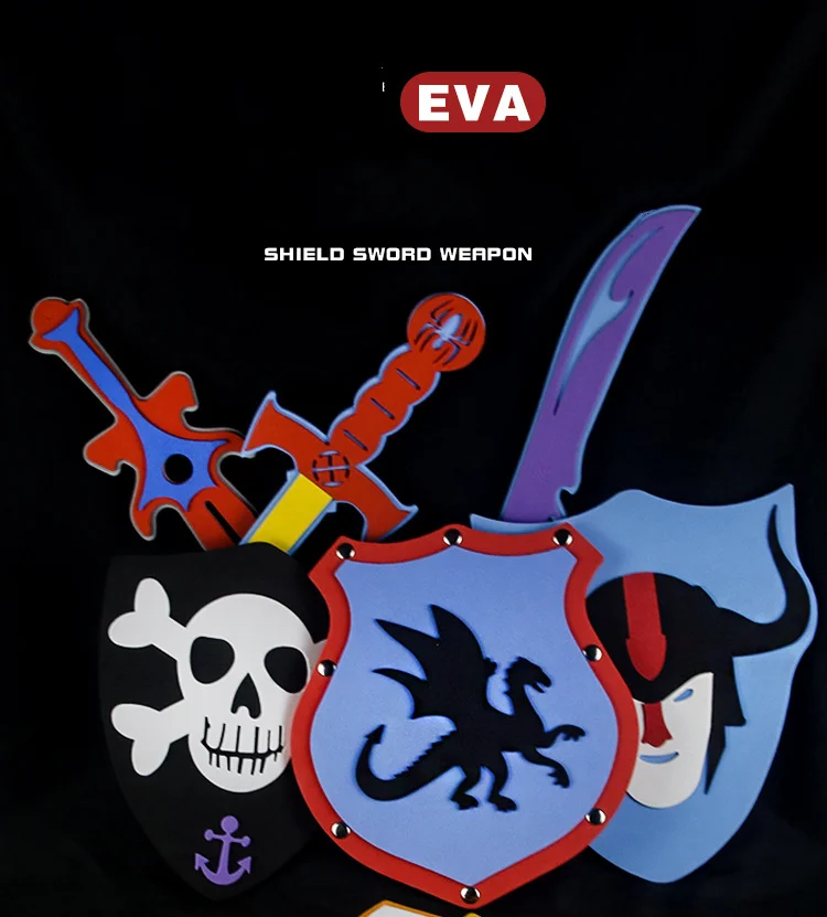 Halloween gift EVA Foam Pirate Swords Shield Set  Safe and Soft Eva Foam Toy Sword Knife Foam Weapon  Children Cosplay