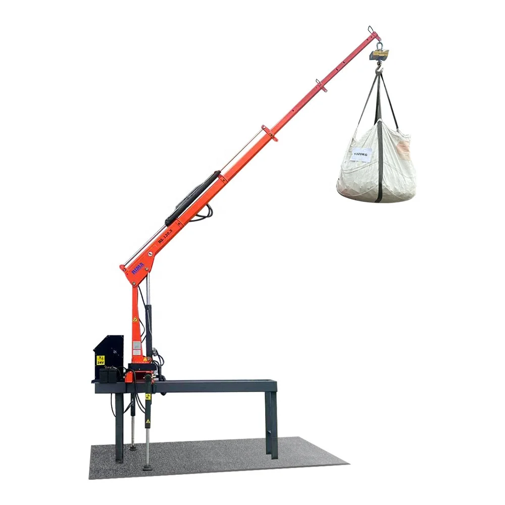 Remote control hydraulic small mini truck crane 1300KG lifting capacity mini crane