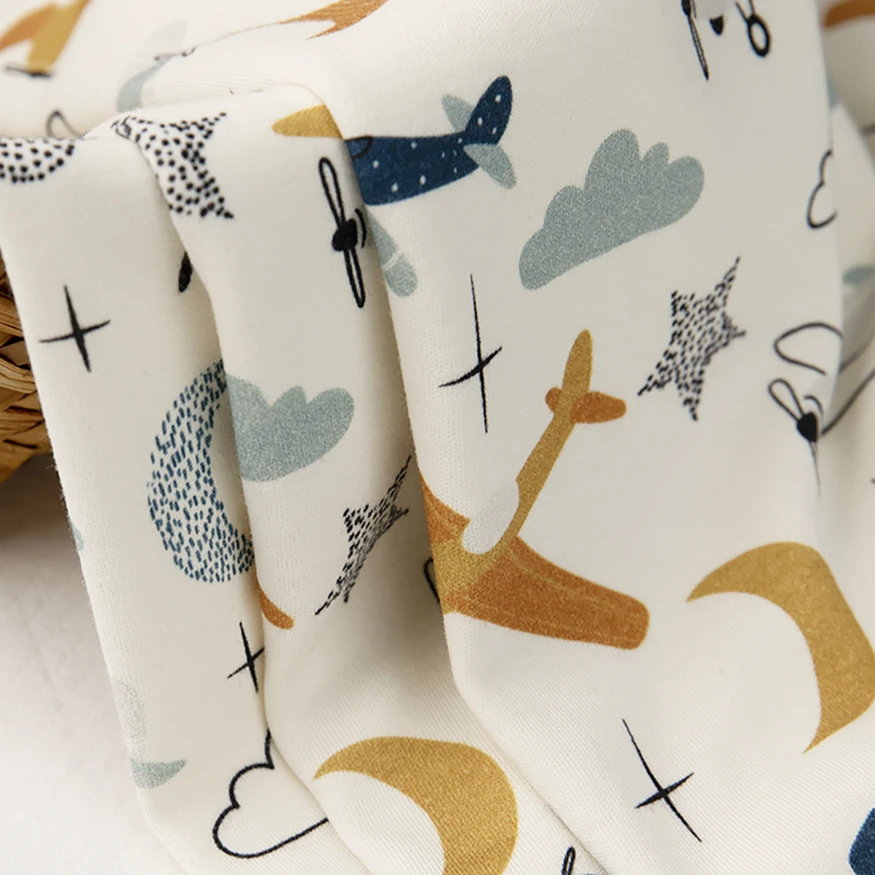 Изготовленный На Заказ 210gsm трикотажная ткань 100% хлопок мультфильм Аниме Pattern цифровые печатные эластичные хлопкового трикотажа для длинными рукавами одежда малышей