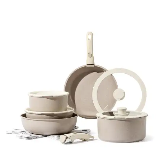 New Arrival Cast Aluminium Cookware Set Induction Bottom Aluminium Cooking Pan and Pot Set with Removable Handle