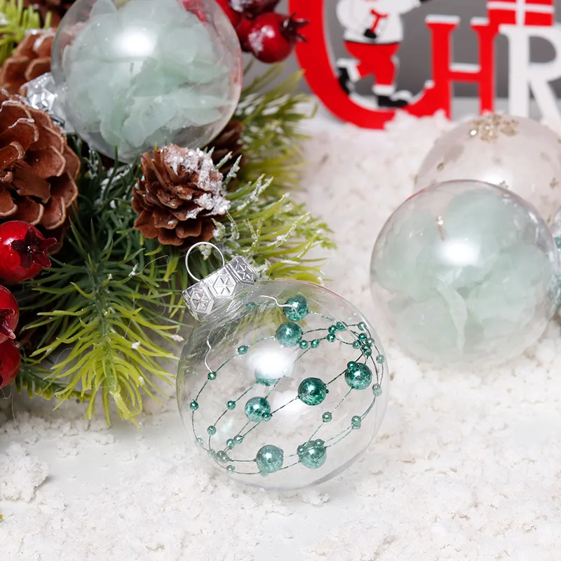24pcs/box New Style Christmas Decoration Supplies 6cm Large Plastic Color Pattern Foam Particles Christmas Balls