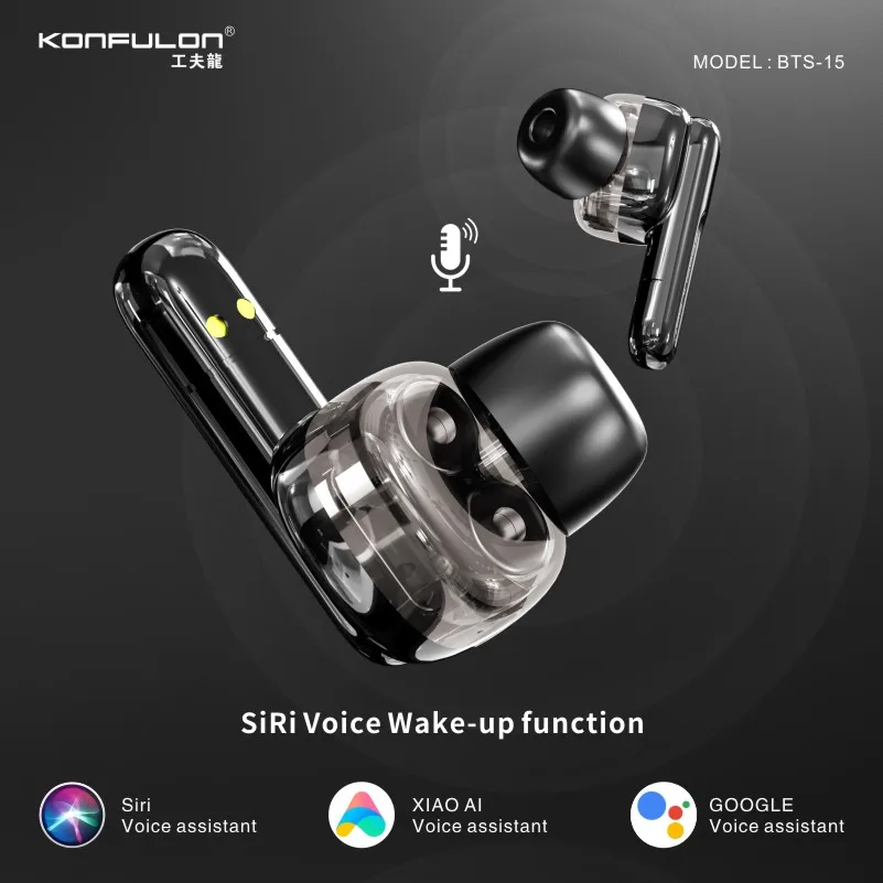 Konfulon TWS Dual Double Moving-coil Blue Tooth Earphones Deep Bass Touch Control Headphone True Wireless Stereo Earbuds headset