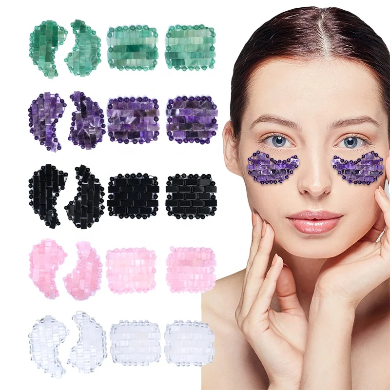 Rose Quartz Jade Eye Mask Amethyst Eye Massager Natural Stone Face Massager Aventurine Sleep Mask Mini Jade Mask Set