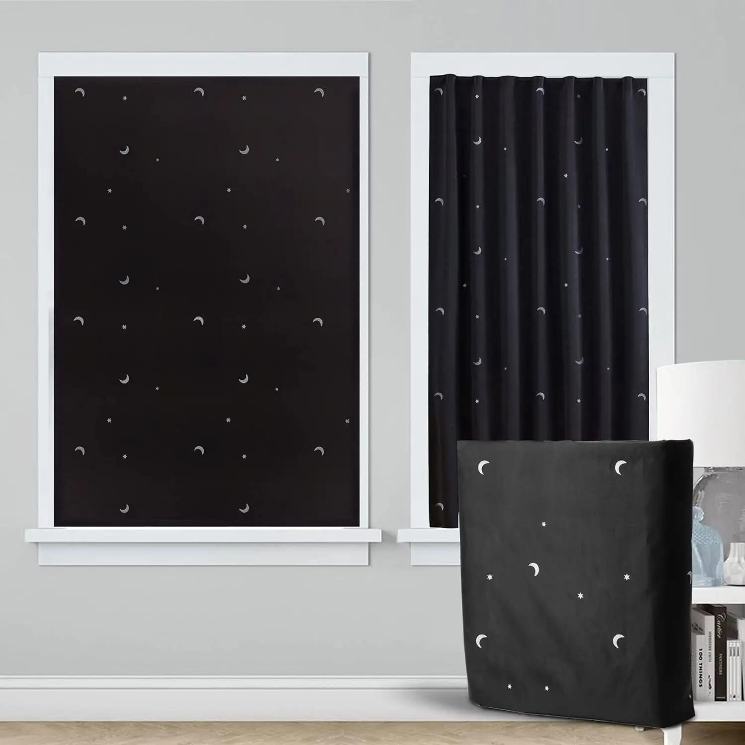 100% Blackout Material Temporary Small Kids Window Shades Suction Cup Portable Travel Window Blackout Curtain Shades