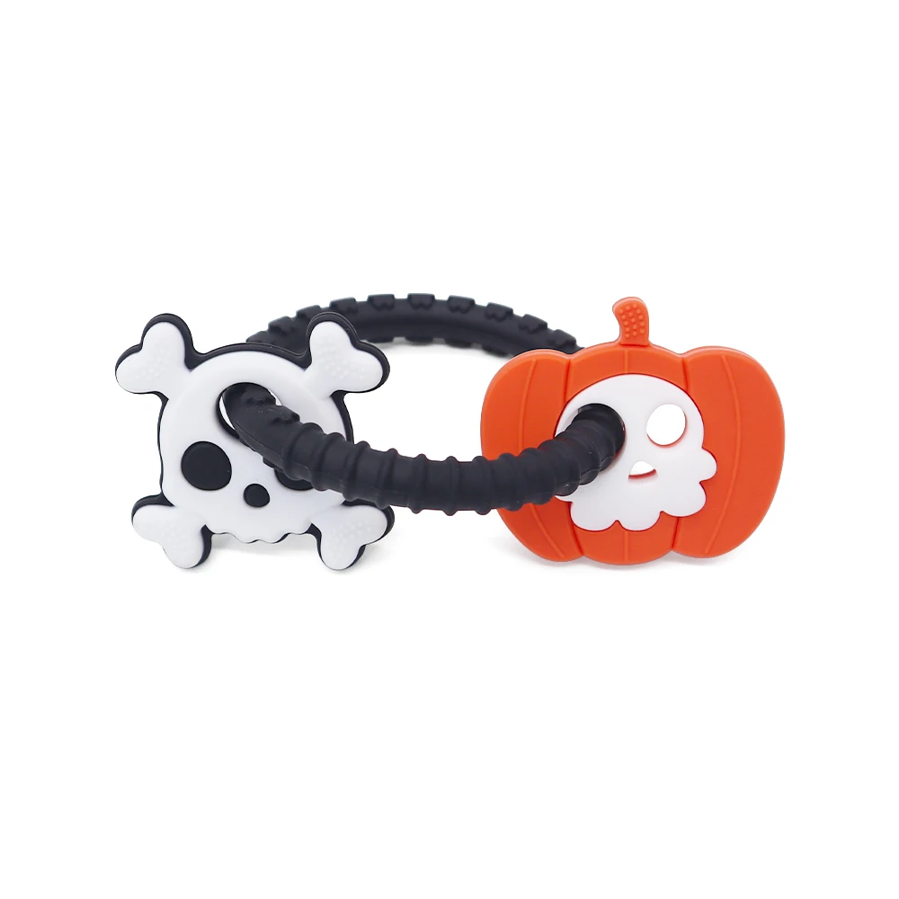 New BPA Free Kids Sensory Halloween Teether Baby Teething Ring Toy Teether Baby Silicone