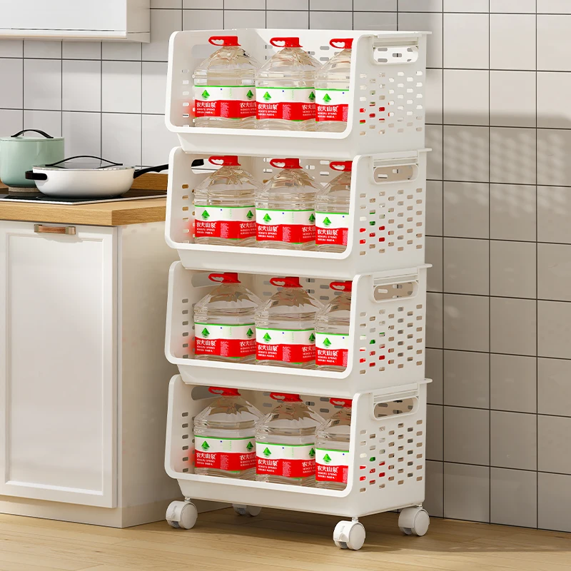Fashion Design Kitchen Trolley Fruit and Vegetable Utility Cart with Storage Baskets Rolling Rack for Kitchen Storage