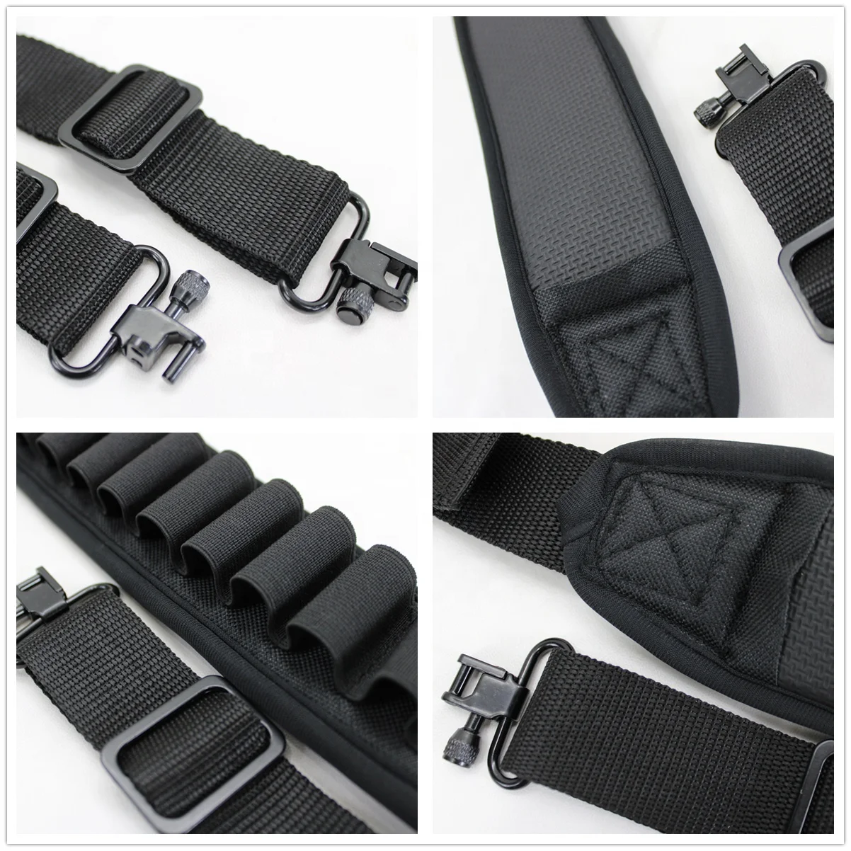
Customized 2 Point Gun Sling Swivel Strap 15 Ammo Shell Holder With Metal Swivel Shotgun Padded Rifle Sling 