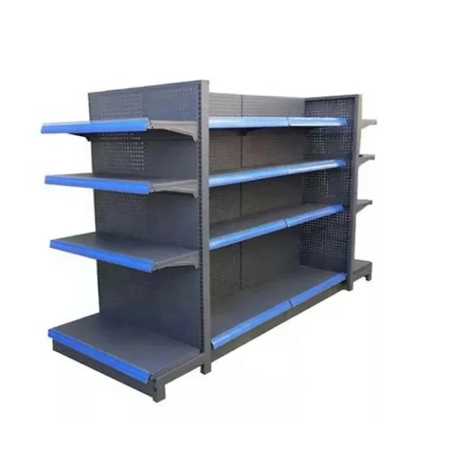 Double-Sided Display Island Retail Shelving Metal Fruit Gondolas Storage Shelf Vegetable Candy Supermarket Gondola Shelving