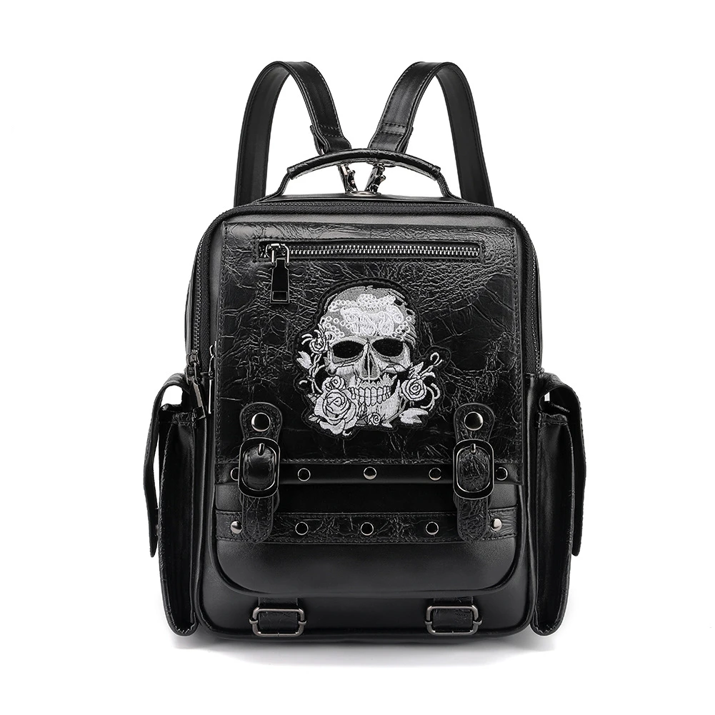 Custom Treding 3D Skull Personalized Pu Leather Backpack School Bag Halloween Outdoor Bag Laptop Schoolbag For Teenagers