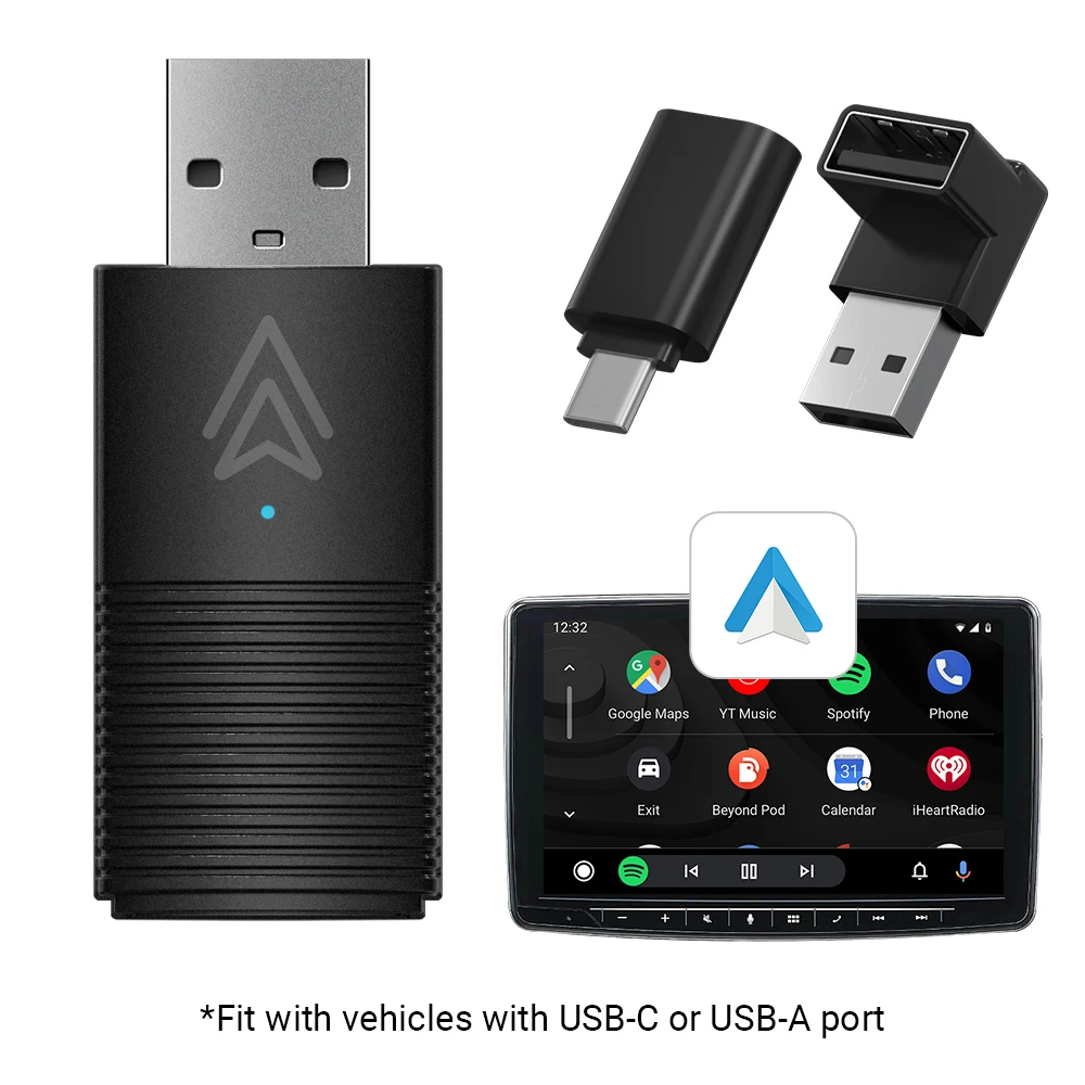 Cartizan Media Mini Android AI Box Wired Android Auto to Wireless Adapter Display Wireless Android Auto Dongle