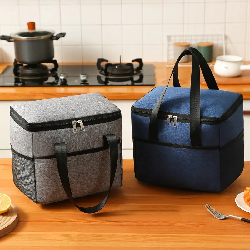 Custom logo waterproof insulated thermal portable lunchbag oxford school office bento lunch cooler tote bag for adults