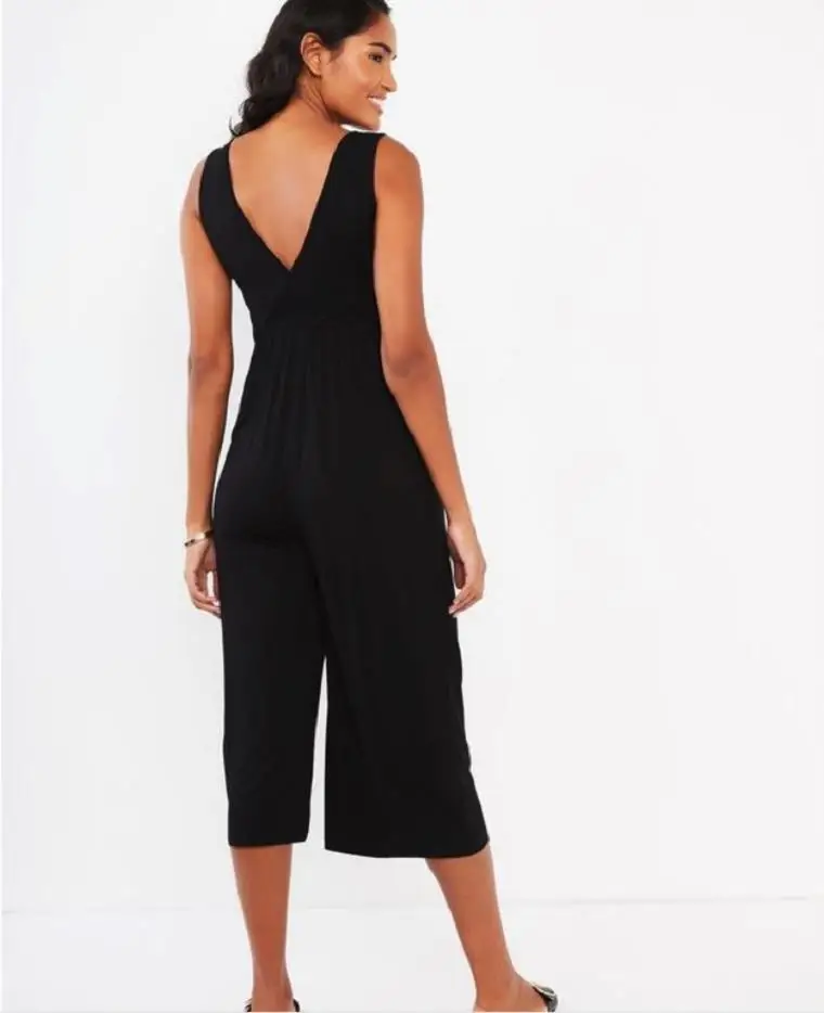 
2020 Hot Sale In Summer Pregnant Women Clothing Fashion Casual Solid Color U Neck Sleeveless Capri Pants Wide Leg Women Jumpsuit 