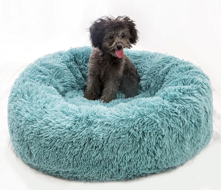 High Quality Autumn Winter Calming Shag Long Fur Donut Cuddler Pet Mat Dog House for Small and Medium Pets
