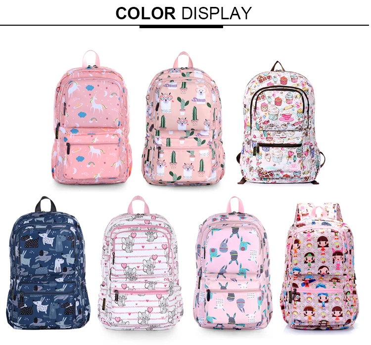 Newest printed polyester fanny kids backpack cartoon children backpacks custom printed school bags