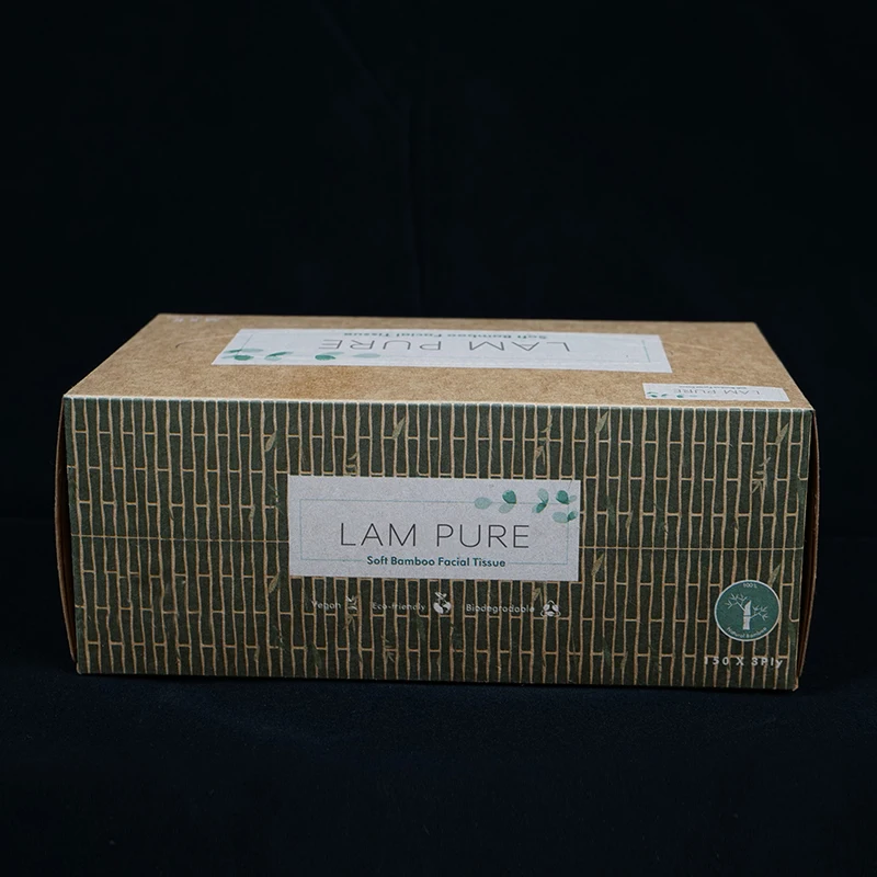Lampure Newly Designed Box white Bamboo Facial Tissue 3Ply Can Be Customized