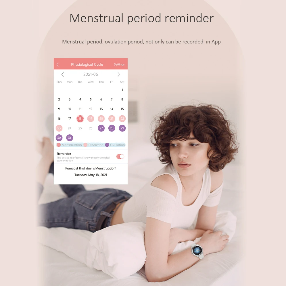 2022 New Fashion Health and Sport Tracking Smartwatch DIY Watch Face Menstrual Period Reminder Elegant Lady Women Smart Watch