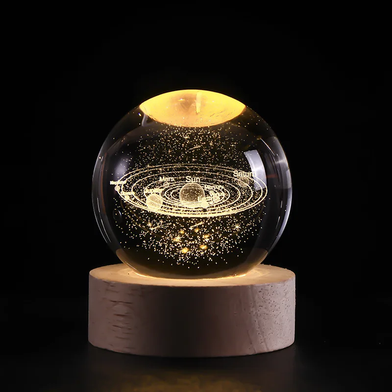 Astronaut Starry Sky Crystal Ball Night Light 3D Inner Carving Luminous Base Creative Ornament Glass Ball For Children Gift